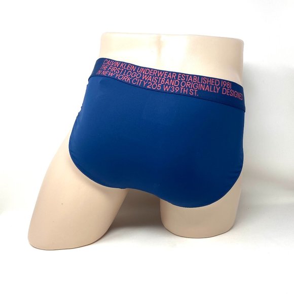 Calvin Klein 1 Pack Men Size Underwear NB1701412  Microfiber Hip Brief Blue Logo - Picture 3 of 6